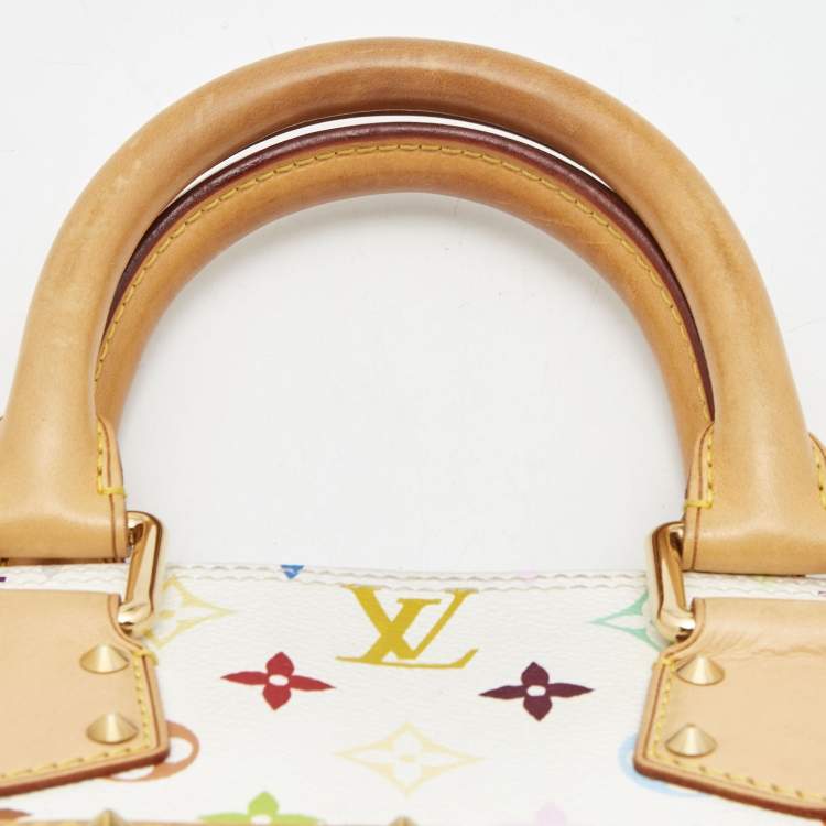 Pre Owned Louis Vuitton White Multicolor Monogram Canvas Alma PM Bag