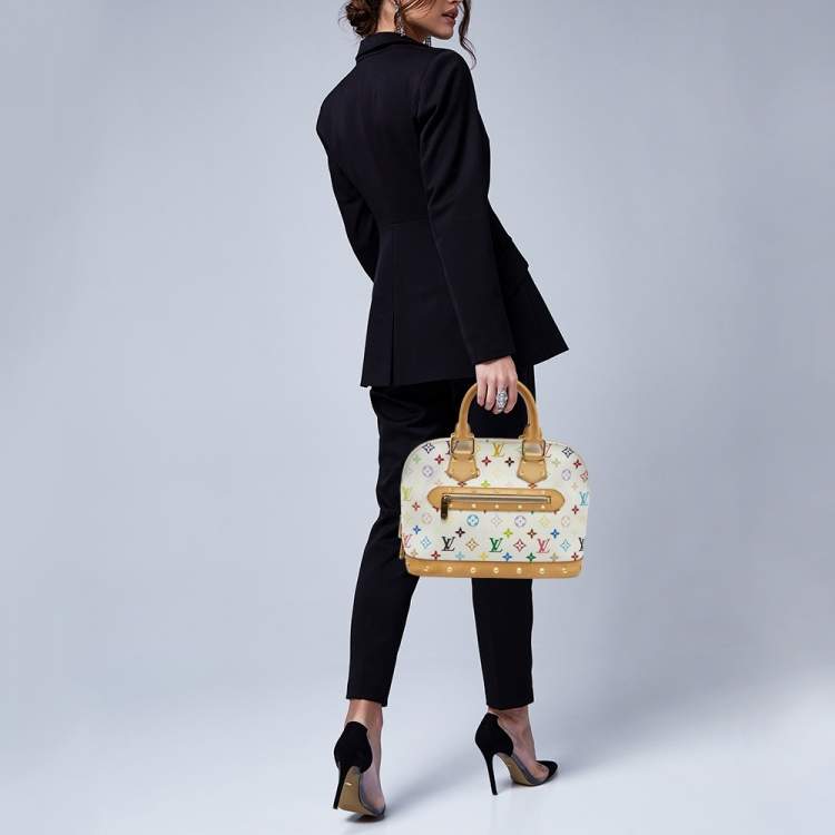 Louis Vuitton White Multicolor Alma PM Handbag