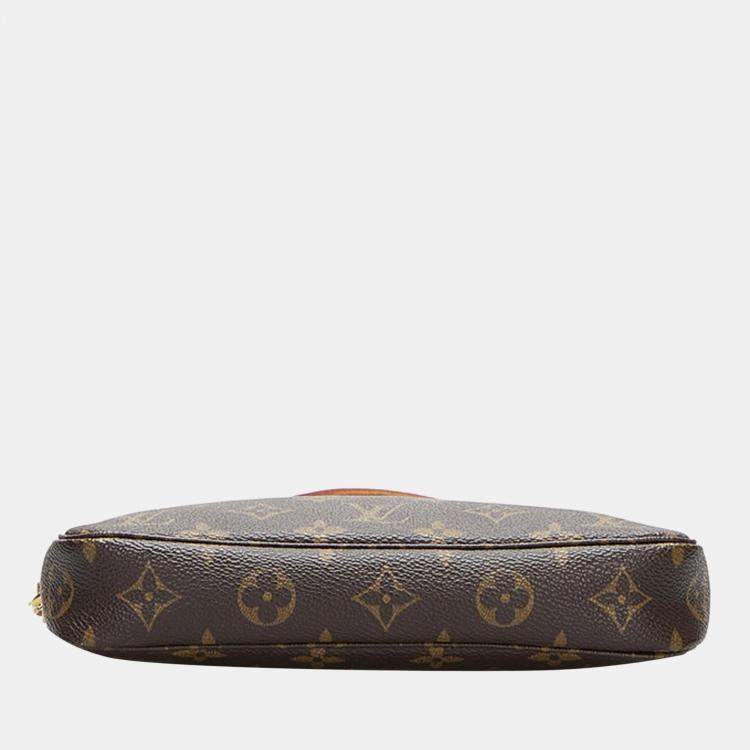 Pre Owned Louis Vuitton Brown Canvas Monogram Pochette Accessoires Long Strap bag