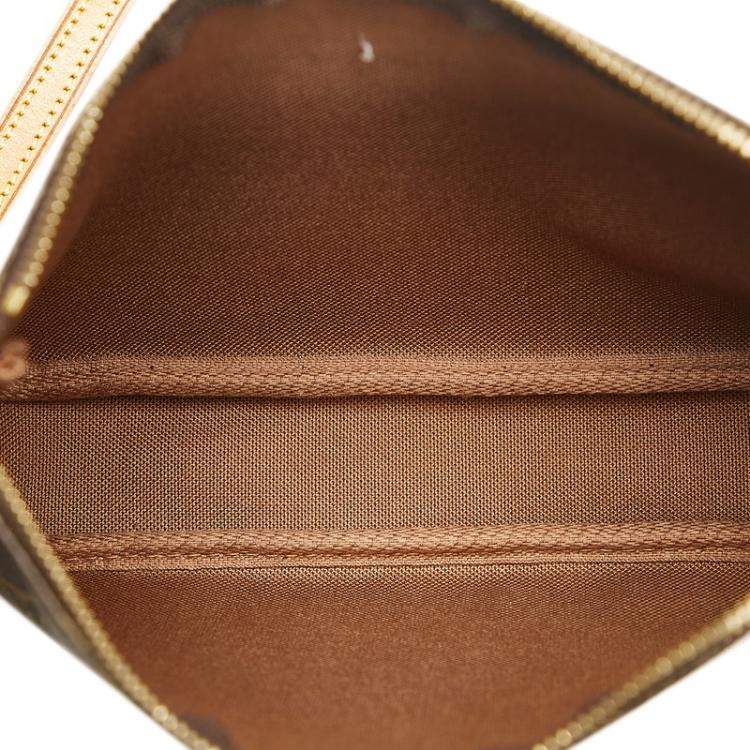 Pre Owned Louis Vuitton Brown Canvas Monogram Pochette Accessoires Long Strap bag