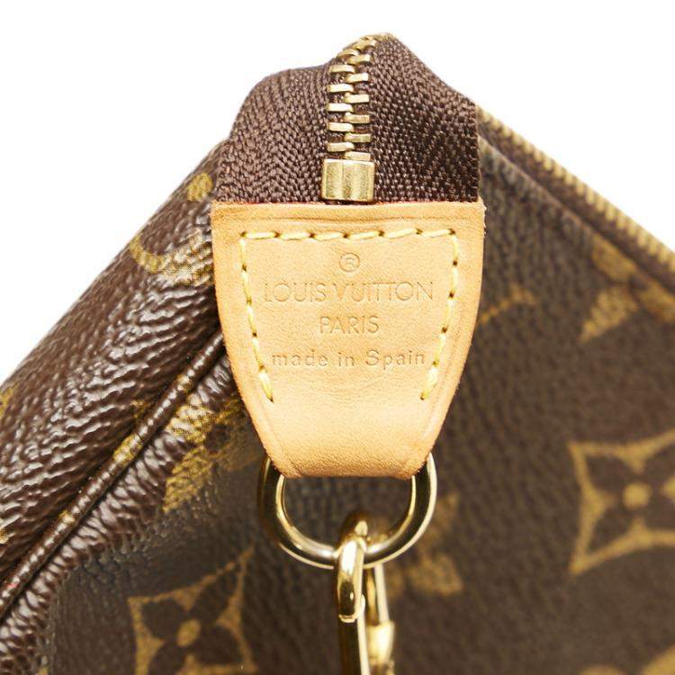 Pre Owned Louis Vuitton Brown Canvas Monogram Pochette Accessoires Long Strap bag
