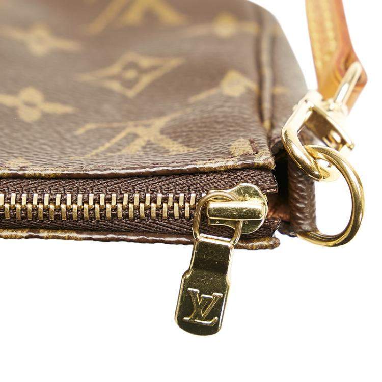 Pre Owned Louis Vuitton Brown Canvas Monogram Pochette Accessoires Long Strap bag