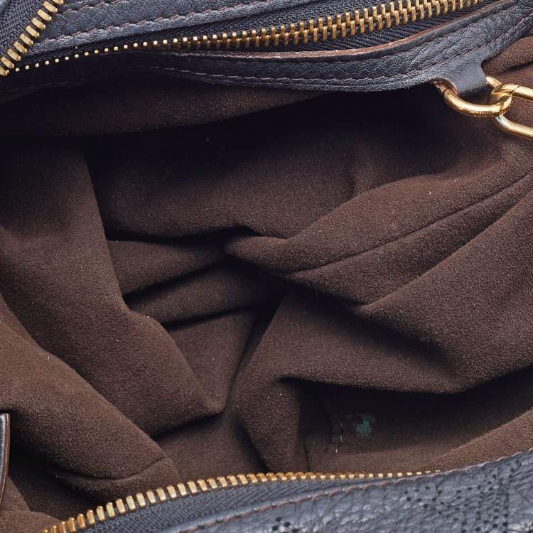 Pre Owned Louis Vuitton Black Monogram Mahina Leather Selene MM Bag