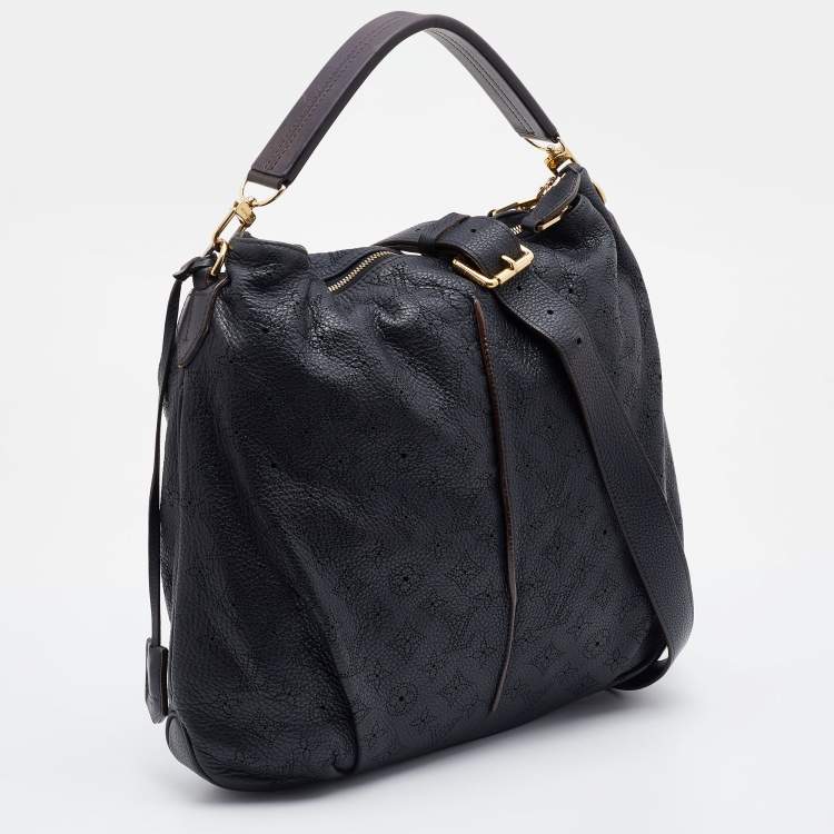 Pre Owned Louis Vuitton Black Monogram Mahina Leather Selene MM Bag