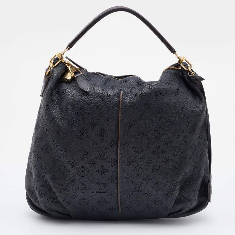 Pre Owned Louis Vuitton Black Monogram Mahina Leather Selene MM Bag