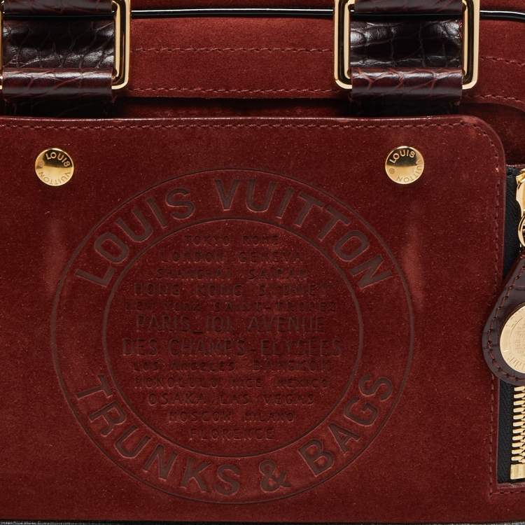 مملوكة مسبقًا Louis Vuitton Havane Suede and Leather Stamped Trunk Bowler PM Bag