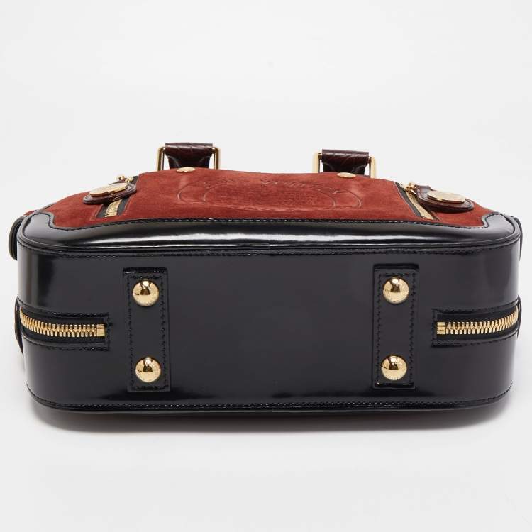 مملوكة مسبقًا Louis Vuitton Havane Suede and Leather Stamped Trunk Bowler PM Bag