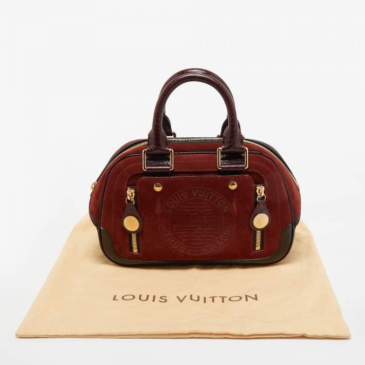 مملوكة مسبقًا Louis Vuitton Havane Suede and Leather Stamped Trunk Bowler PM Bag