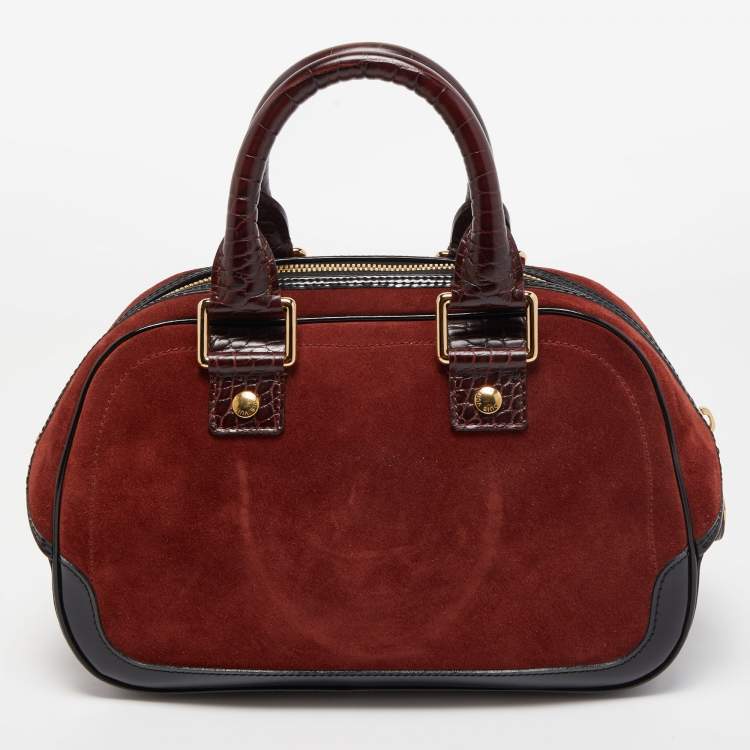 مملوكة مسبقًا Louis Vuitton Havane Suede and Leather Stamped Trunk Bowler PM Bag
