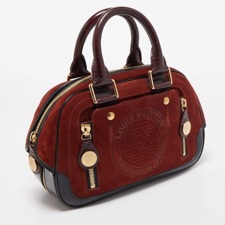 مملوكة مسبقًا Louis Vuitton Havane Suede and Leather Stamped Trunk Bowler PM Bag