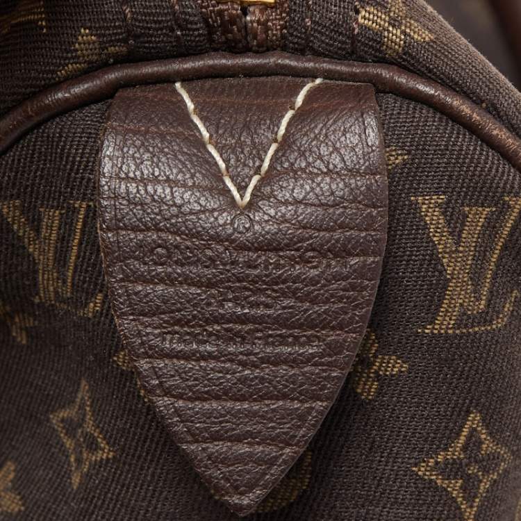 Pre Owned Louis Vuitton Ebene Monogram Canvas Mini Lin Speedy 30 Bag
