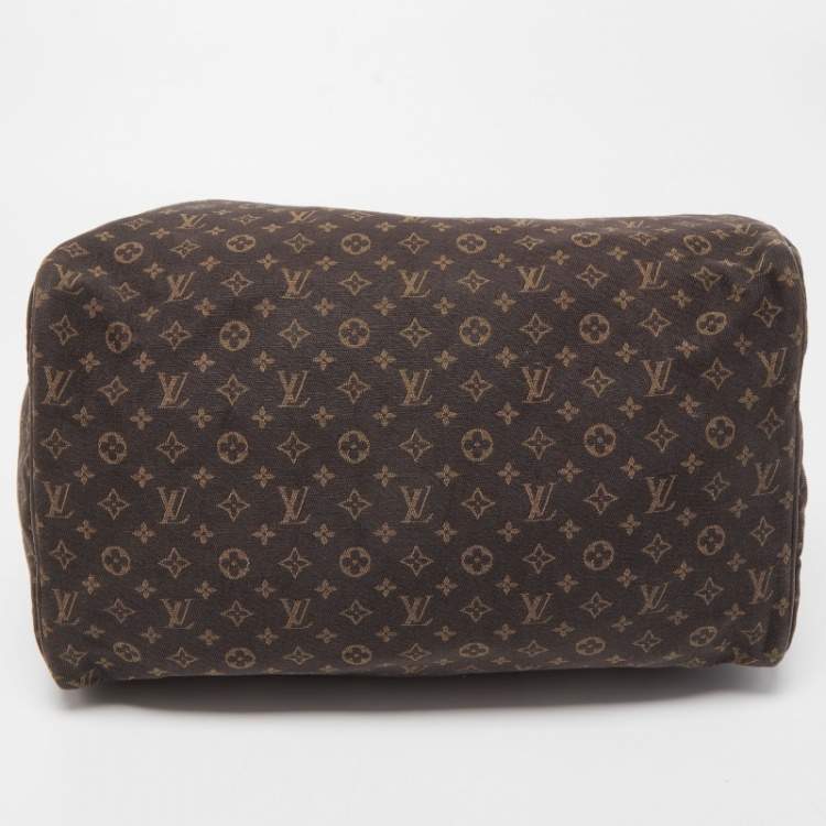 Pre Owned Louis Vuitton Ebene Monogram Canvas Mini Lin Speedy 30 Bag