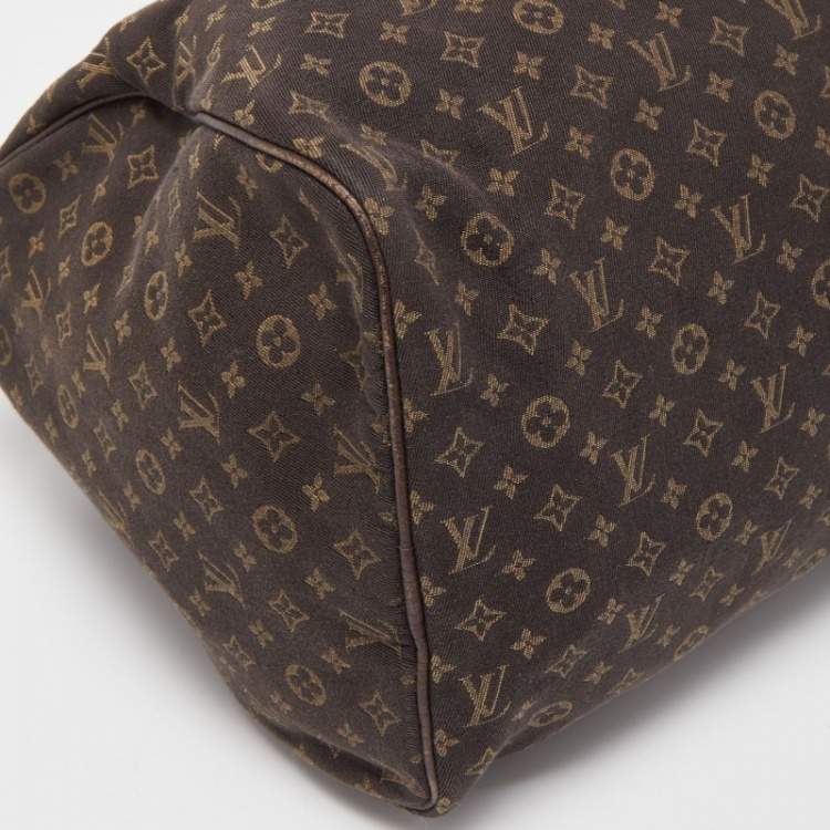 Pre Owned Louis Vuitton Ebene Monogram Canvas Mini Lin Speedy 30 Bag
