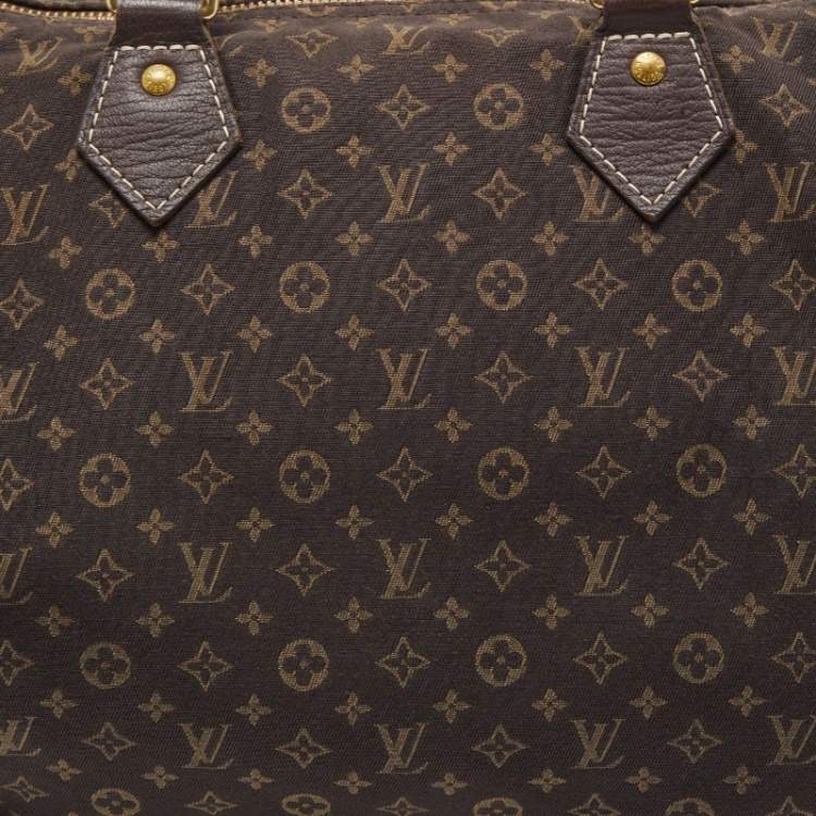 Pre Owned Louis Vuitton Ebene Monogram Canvas Mini Lin Speedy 30 Bag