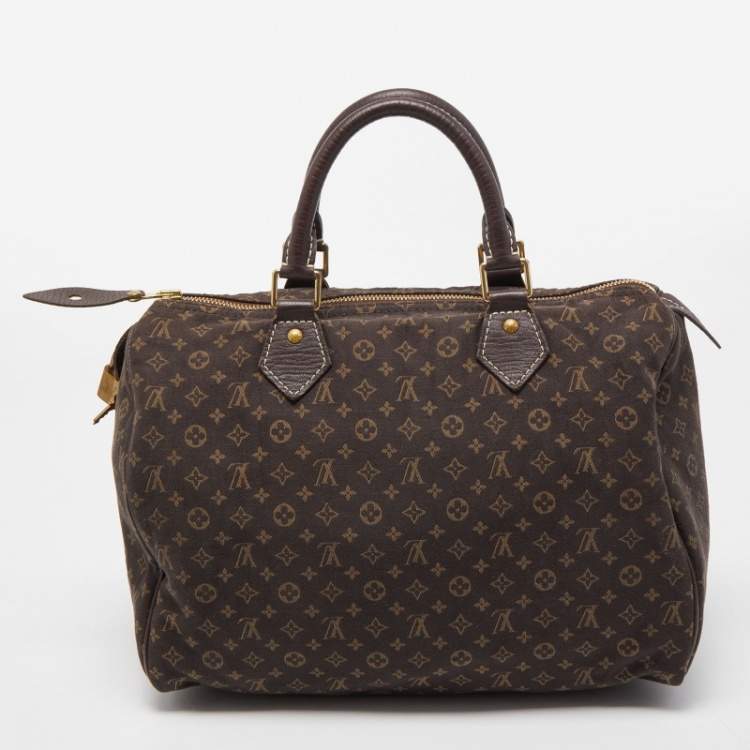 Pre Owned Louis Vuitton Ebene Monogram Canvas Mini Lin Speedy 30 Bag