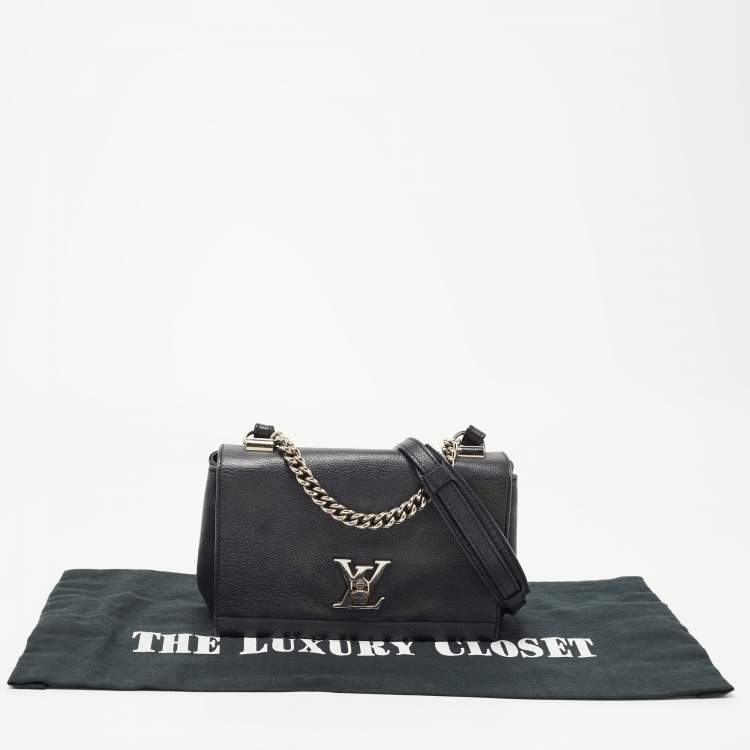 Pre Owned Louis Vuitton Black Leather Lockme II Bag
