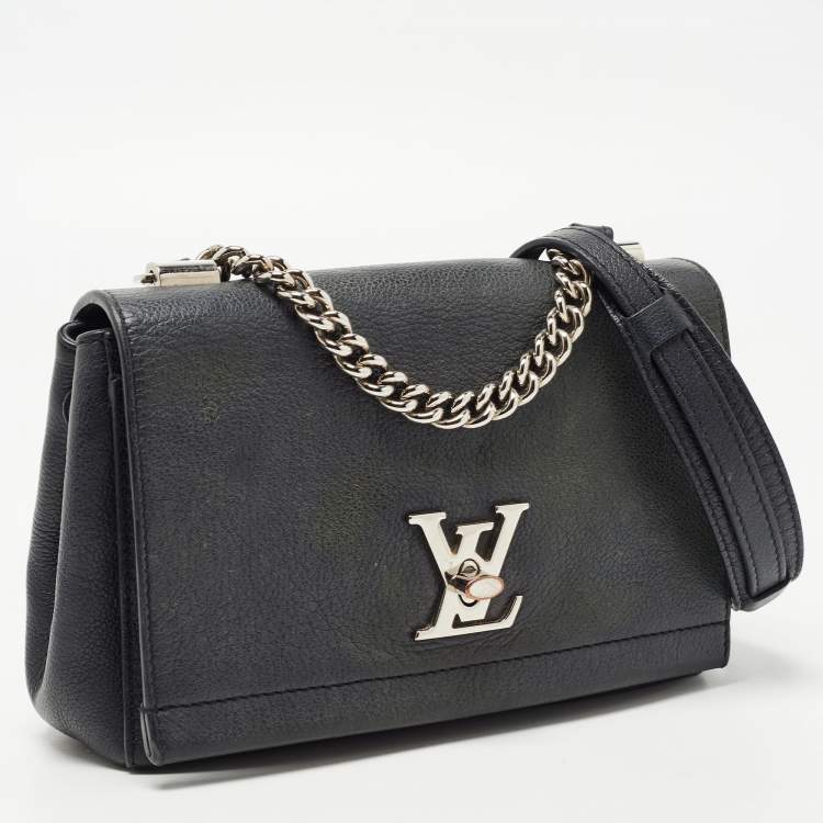 Pre Owned Louis Vuitton Black Leather Lockme II Bag