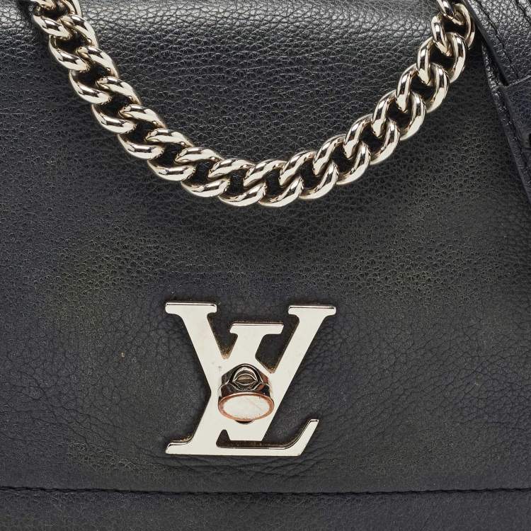 Pre Owned Louis Vuitton Black Leather Lockme II Bag