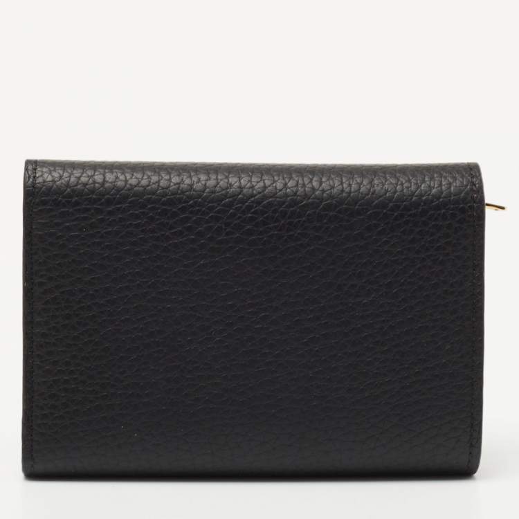 Pre Owned Louis Vuitton Black Taurillon Leather Maxi Capucines Wallet