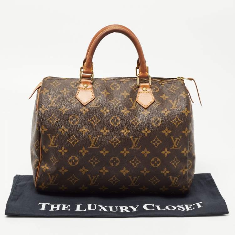 Pre Owned Louis Vuitton Brown Monogram Canvas Speedy 30 Top Handle Bag