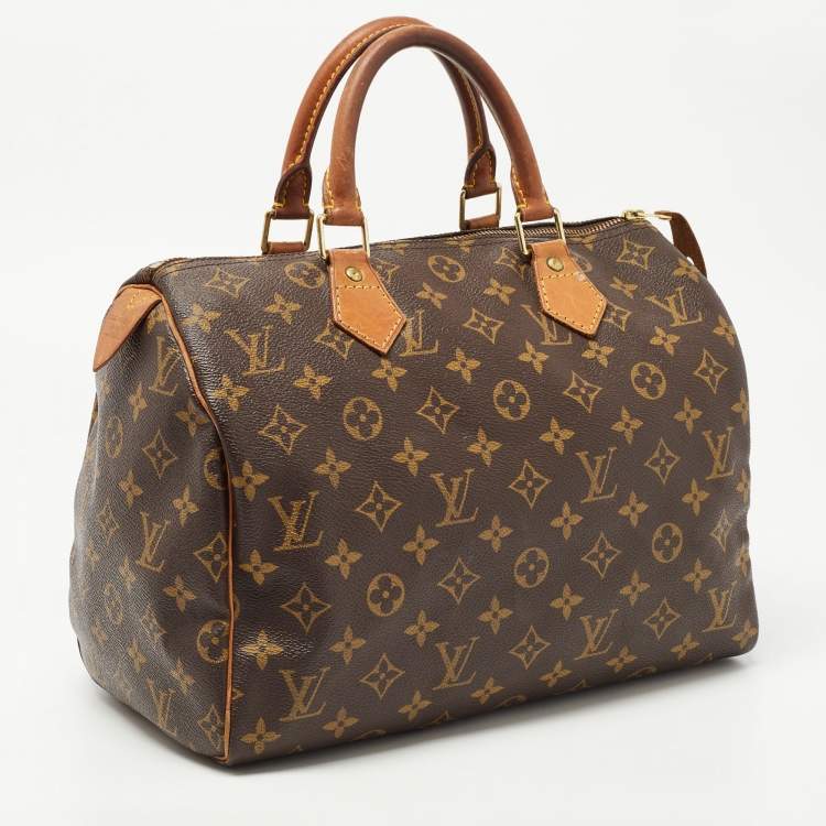 Pre Owned Louis Vuitton Brown Monogram Canvas Speedy 30 Top Handle Bag