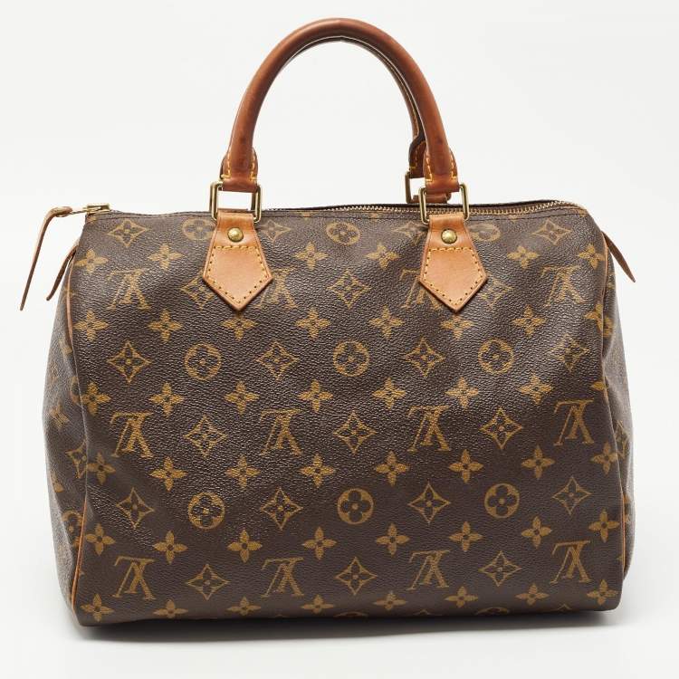 Pre Owned Louis Vuitton Brown Monogram Canvas Speedy 30 Top Handle Bag
