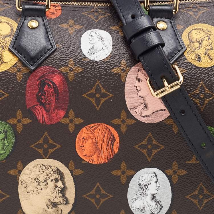 Pre Owned Louis Vuitton X Fornasetti Monogram Canvas Cameo Speedy Bandoulière 25 Bag