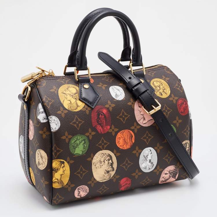 Pre Owned Louis Vuitton X Fornasetti Monogram Canvas Cameo Speedy Bandoulière 25 Bag
