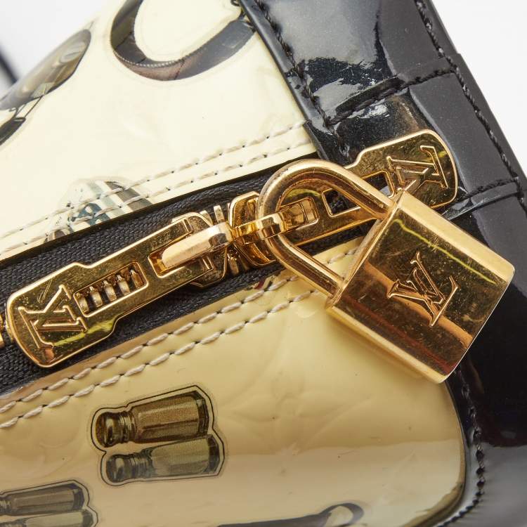 Pre Owned Louis Vuitton Black Monogram Vernis Stickers Alma BB Bag