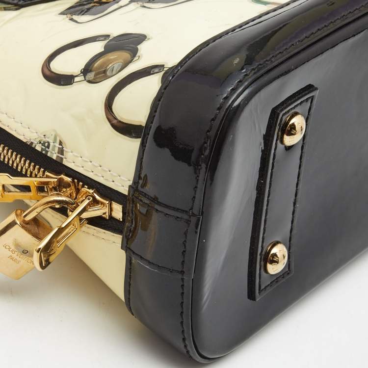Pre Owned Louis Vuitton Black Monogram Vernis Stickers Alma BB Bag