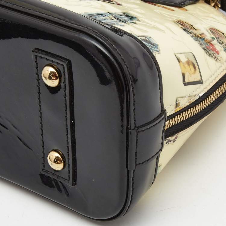 Pre Owned Louis Vuitton Black Monogram Vernis Stickers Alma BB Bag