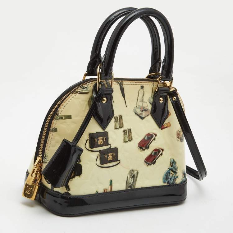 Pre Owned Louis Vuitton Black Monogram Vernis Stickers Alma BB Bag