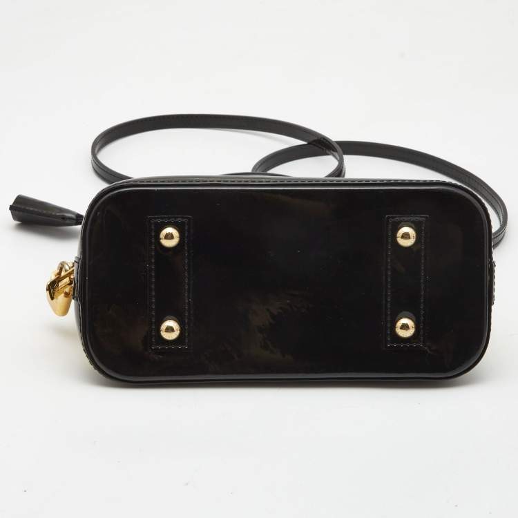 Pre Owned Louis Vuitton Black Monogram Vernis Stickers Alma BB Bag