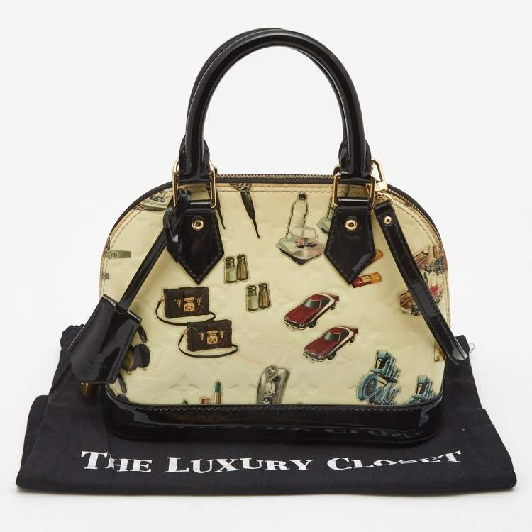 Pre Owned Louis Vuitton Black Monogram Vernis Stickers Alma BB Bag