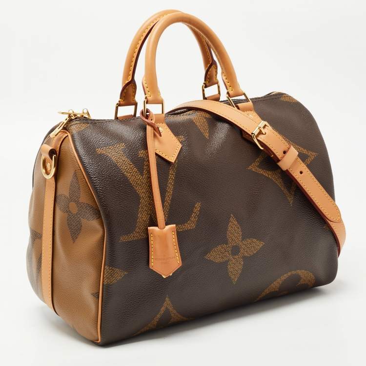 Pre Owned Louis Vuitton Reverse Monogram Giant Canvas Speedy Bandouliere 30 Bag