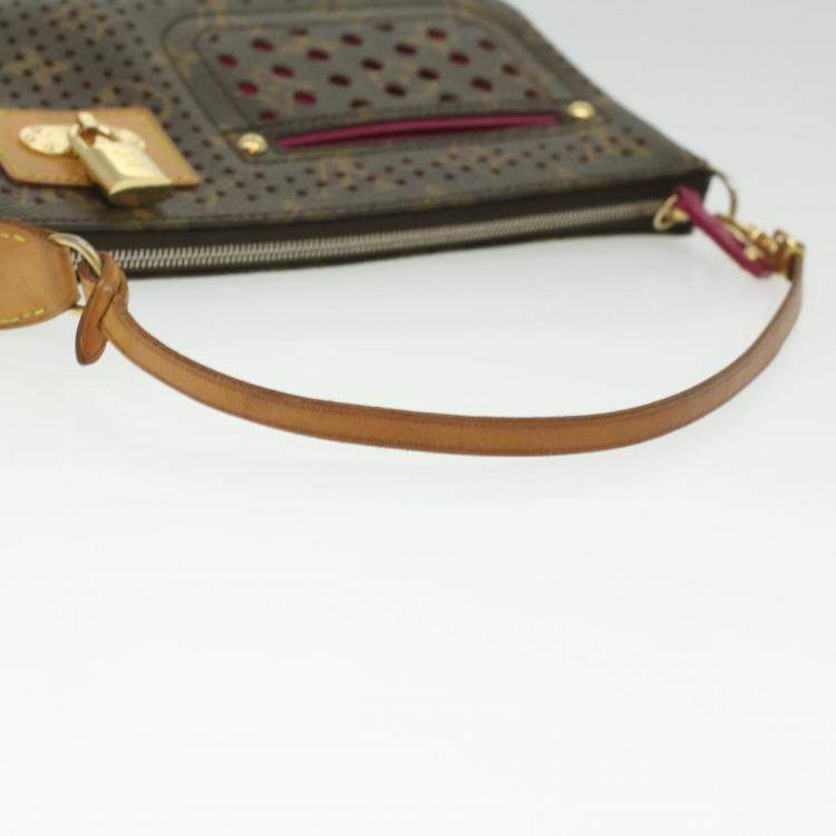 Pre Owned Louis Vuitton Brown Monogram Perforated Canvas Pochette Accessories Shoulder Bag