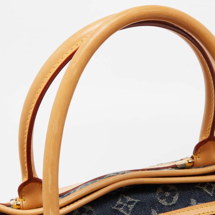 Pre Owned Louis Vuitton Blue Monogram Denim Limited Edition Porte Epaule Raye GM Bag