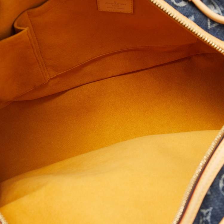 Pre Owned Louis Vuitton Blue Monogram Denim Limited Edition Porte Epaule Raye GM Bag