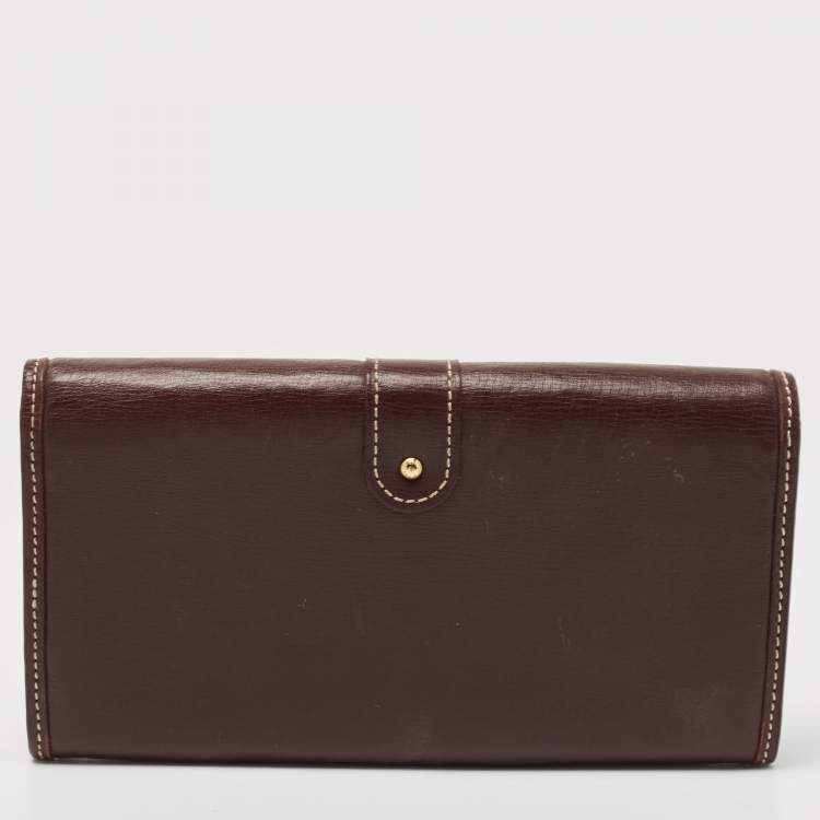 Pre Owned Louis Vuitton Brown Leather Pushlock Flap Continental Wallet