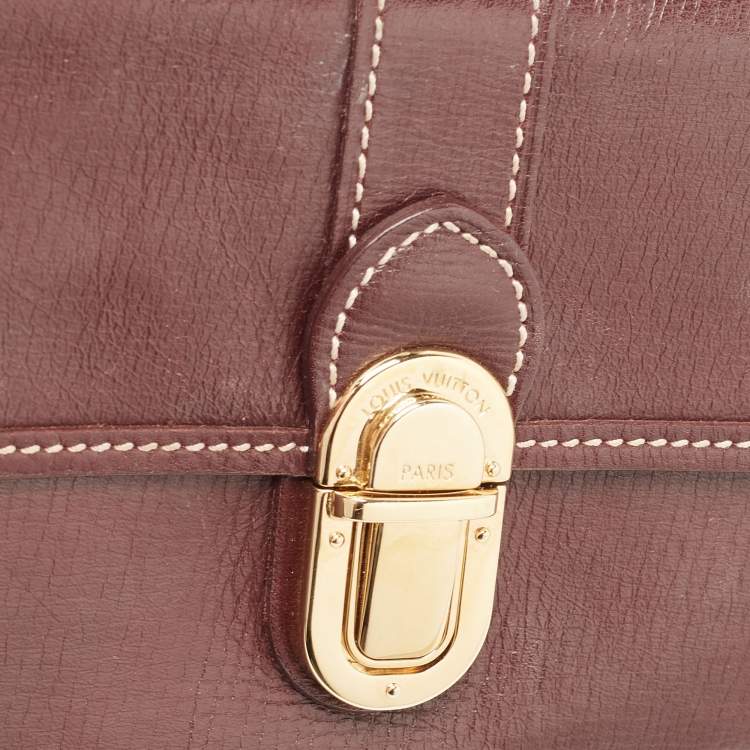 Pre Owned Louis Vuitton Brown Leather Pushlock Flap Continental Wallet