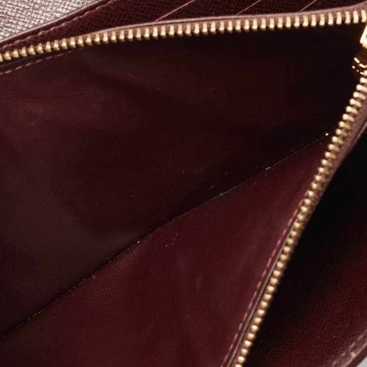Pre Owned Louis Vuitton Brown Leather Pushlock Flap Continental Wallet