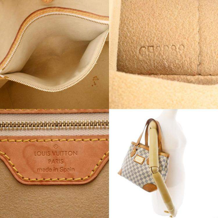 Pre Owned Louis Vuitton White Damier Azur Canvas Hamstead PM Bag