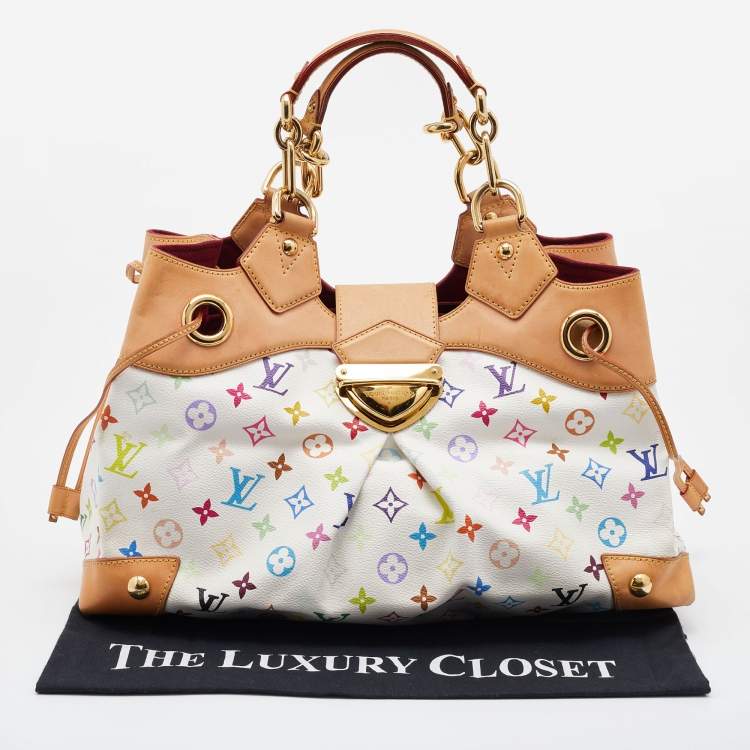 Pre Owned Louis Vuitton White Multicolor Monogram Canvas Ursula Bag