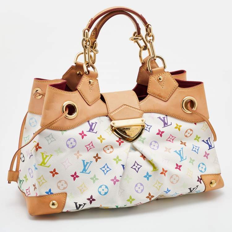 Pre Owned Louis Vuitton White Multicolor Monogram Canvas Ursula Bag