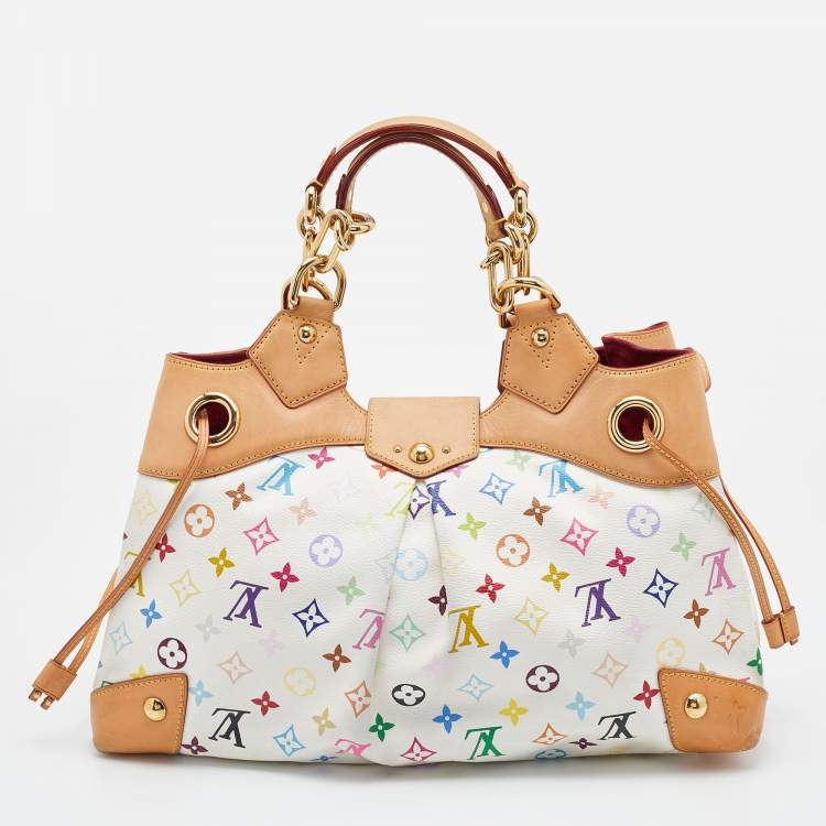 Pre Owned Louis Vuitton White Multicolor Monogram Canvas Ursula Bag