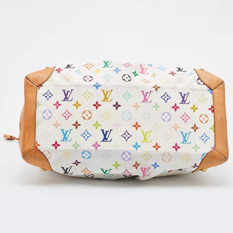 Pre Owned Louis Vuitton White Multicolor Monogram Canvas Ursula Bag