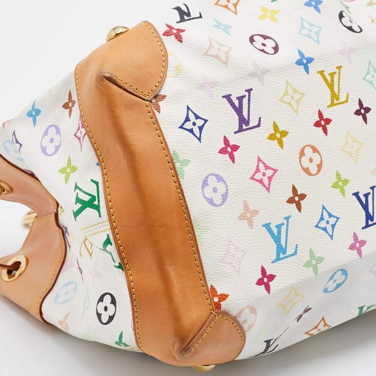 Pre Owned Louis Vuitton White Multicolor Monogram Canvas Ursula Bag