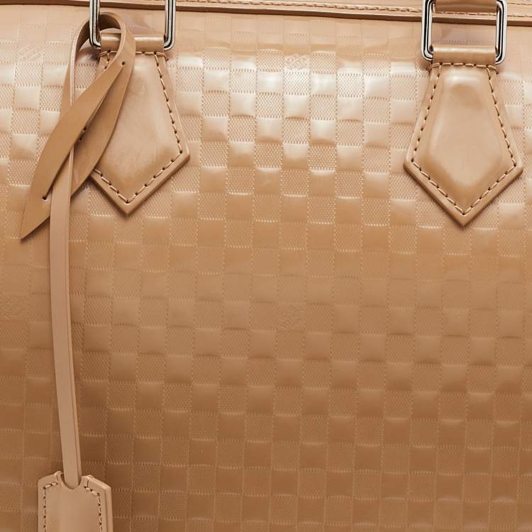 Pre Owned Louis Vuitton Camel Damier Facette Vernis Speedy Cube MM Bag