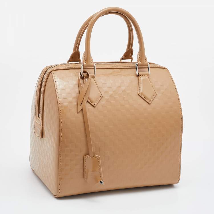 Pre Owned Louis Vuitton Camel Damier Facette Vernis Speedy Cube MM Bag
