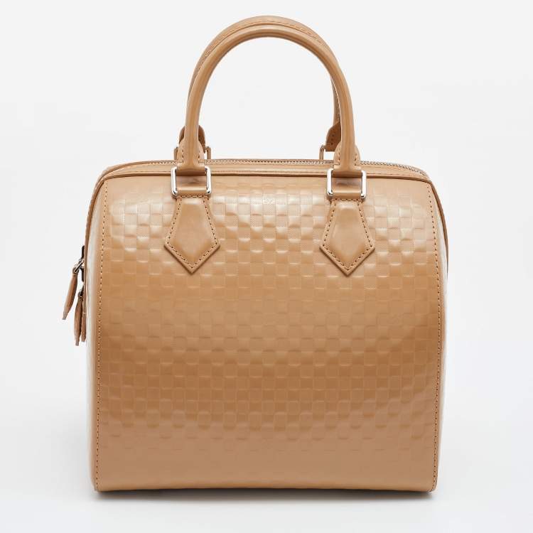 Pre Owned Louis Vuitton Camel Damier Facette Vernis Speedy Cube MM Bag